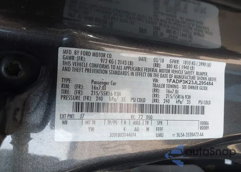 2018 Ford Focus Se из США, поврежденный, VIN 1FADP3K23JL295484